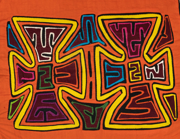 Orange Yellow Double Cross Mola