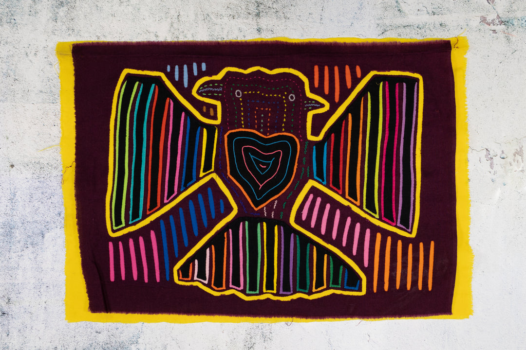 Burgundy And Yellow Two Head Thunderbird Big Heart Mola