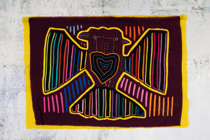 Burgundy And Yellow Two Head Thunderbird Big Heart Mola