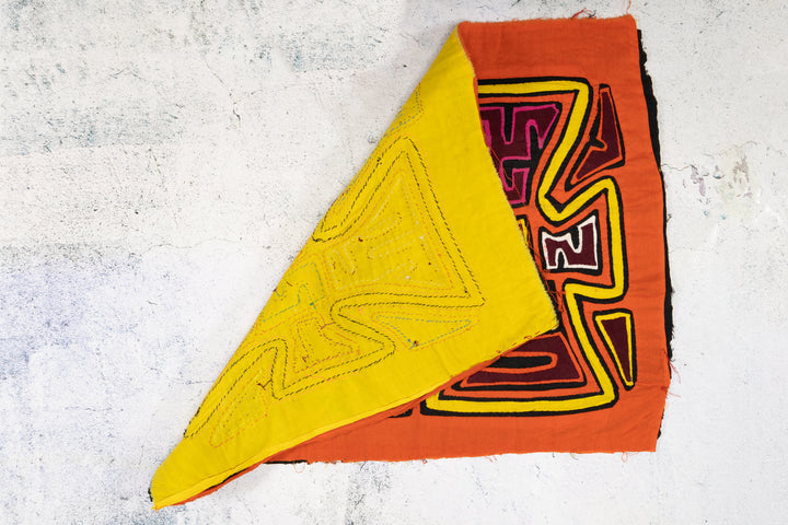 Orange Yellow Double Cross Mola