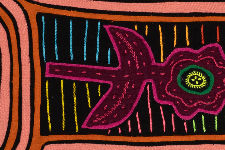 Orange And Peach Bird and Flower Mola