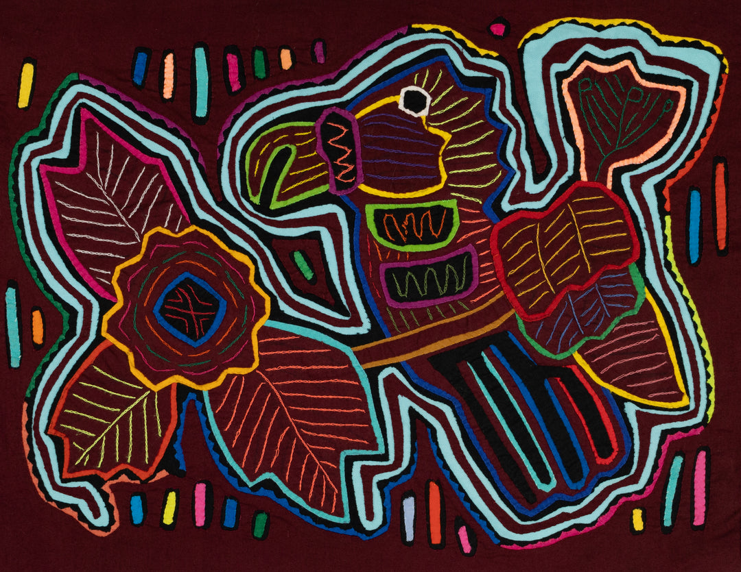 Burgundy and Turqouise Big Parrot on Branch Mola