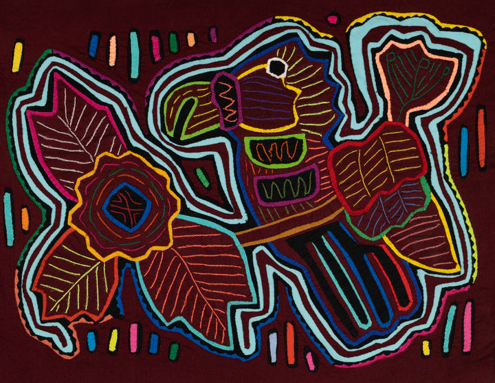Burgundy and Turqouise Big Parrot on Branch Mola