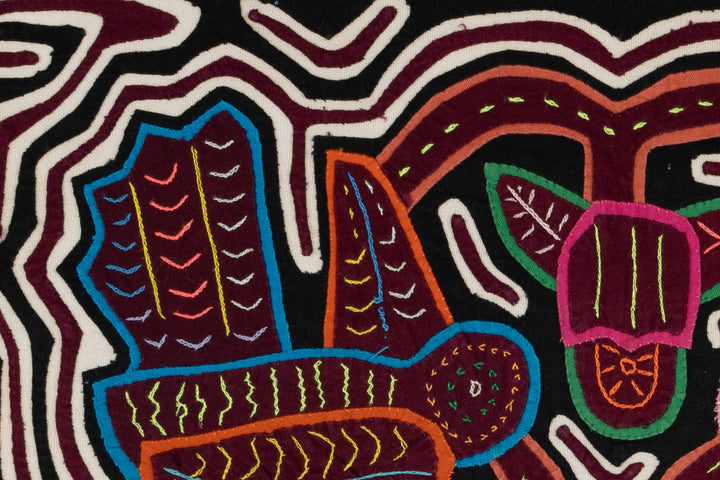Burgundy Black And White Hummingbird and Flower Mola