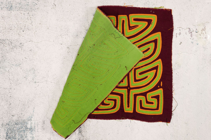 Burgundy Orange Green Cornstalk Mola