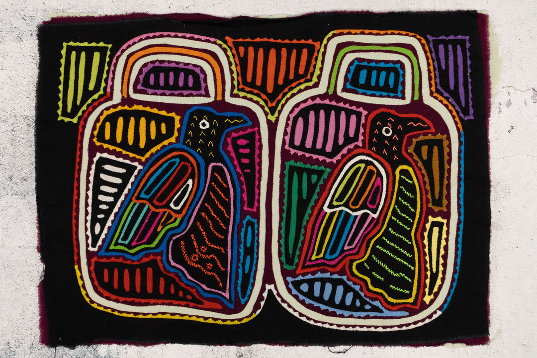 Rainbow Black Bird in Bottle Mola