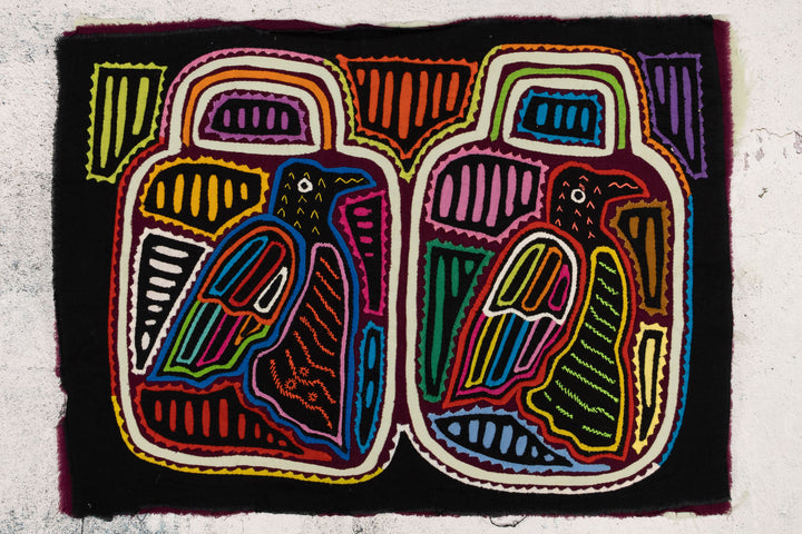 Rainbow Black Bird in Bottle Mola