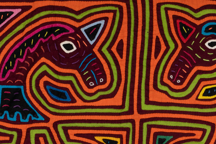 Orange and Blue Unicorn Mola