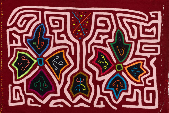 Burgundy White Floral Flower Mola