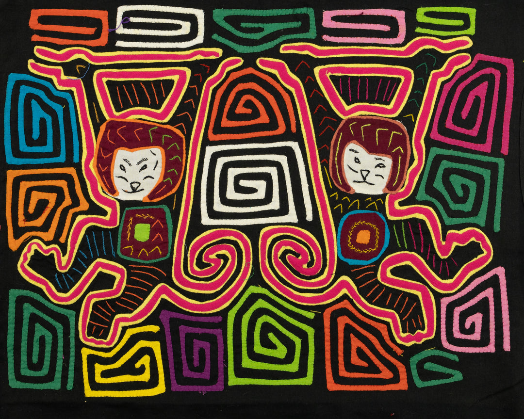 Space Cadet Monkey Mola, Wall Decor, Panama Mola, Latin American Art, Handmade Quilt, Wall Hanging, Mola Wall Art