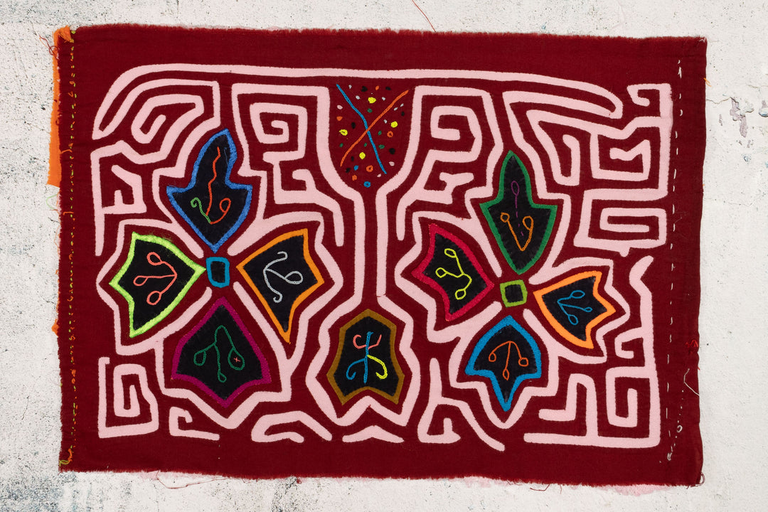 Burgundy White Floral Flower Mola