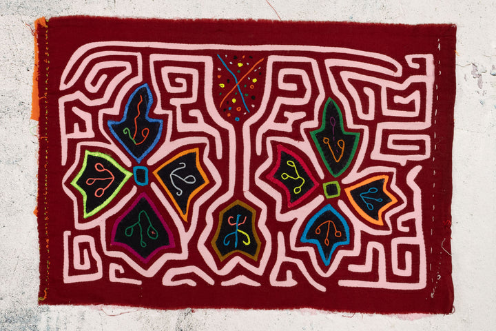 Burgundy White Floral Flower Mola