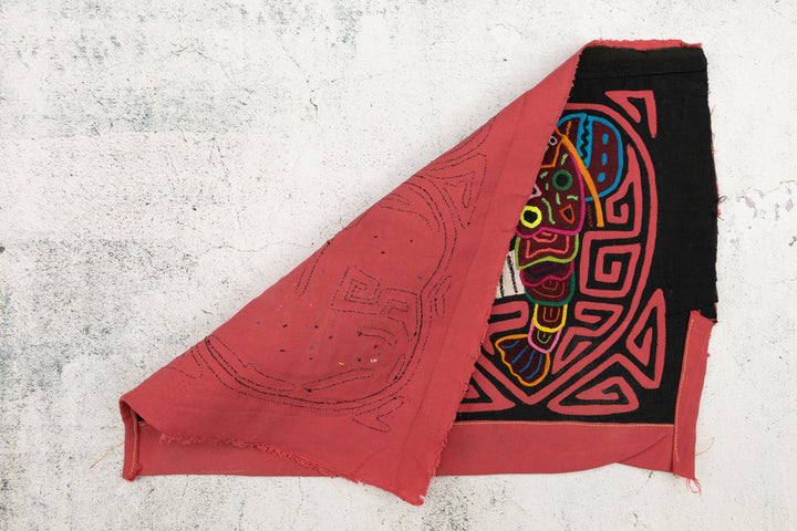 Vintage Black and Red Lobster Mola