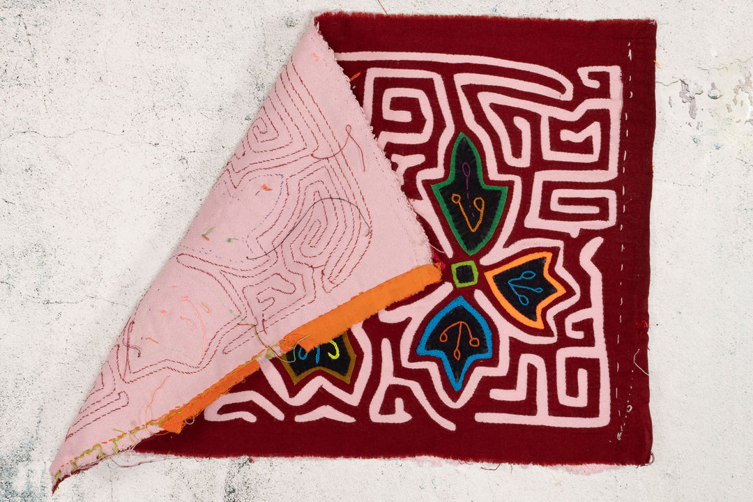 Burgundy White Floral Flower Mola
