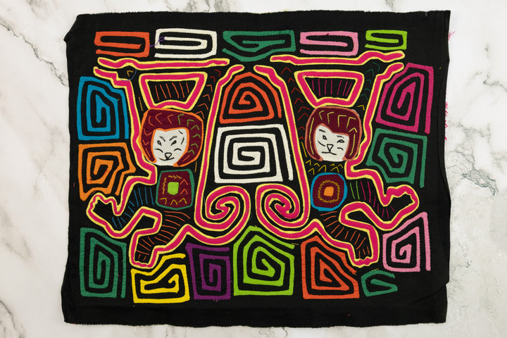 Space Cadet Monkey Mola, Wall Decor, Panama Mola, Latin American Art, Handmade Quilt, Wall Hanging, Mola Wall Art