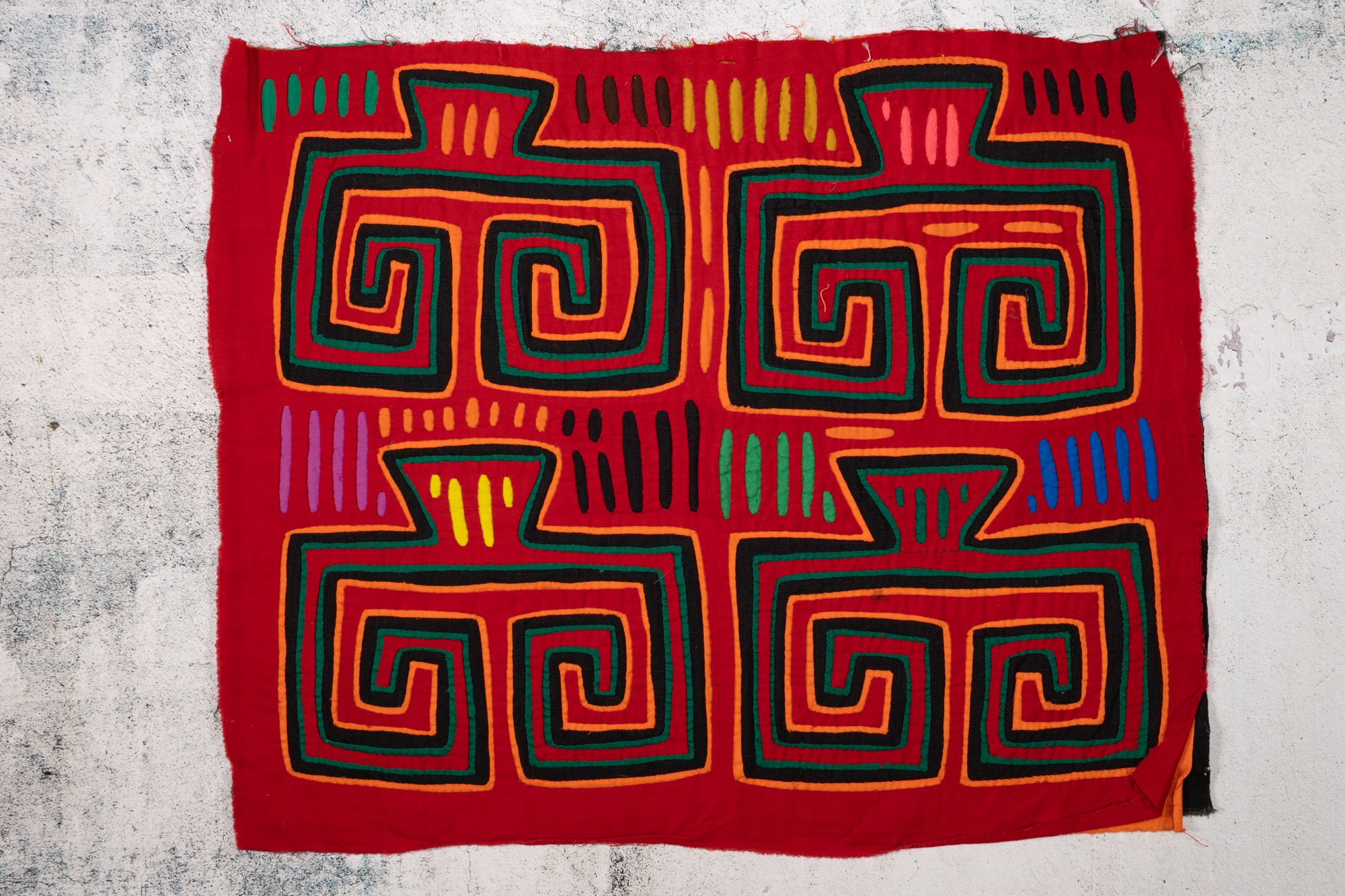Blood Red Huaca Design Vintage Mola