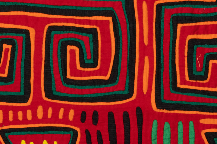 Blood Red Huaca Design Vintage Mola