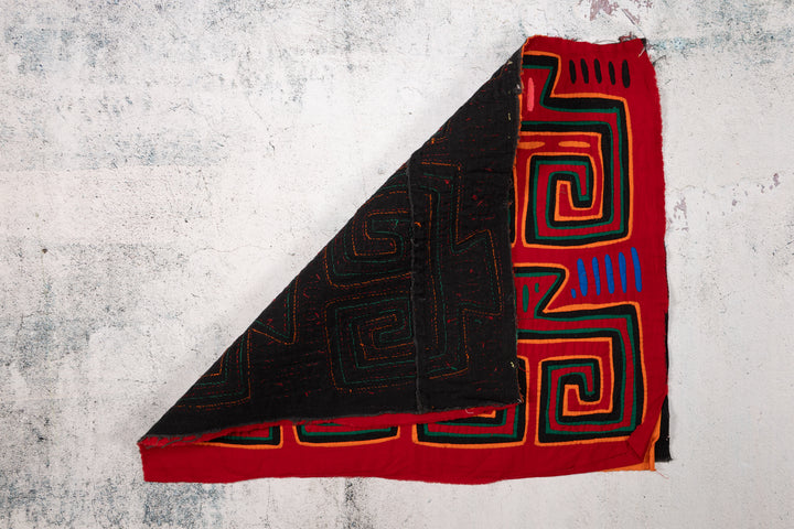 Blood Red Huaca Design Vintage Mola