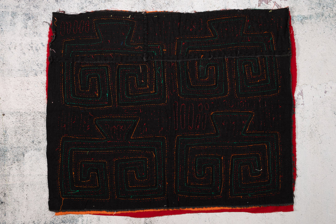 Blood Red Huaca Design Vintage Mola