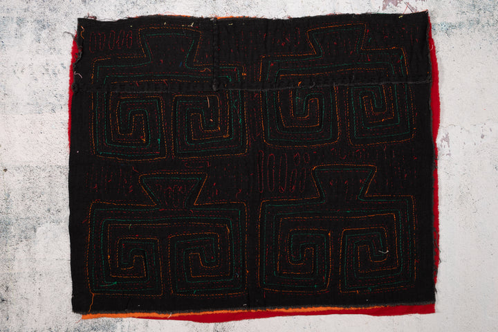 Blood Red Huaca Design Vintage Mola