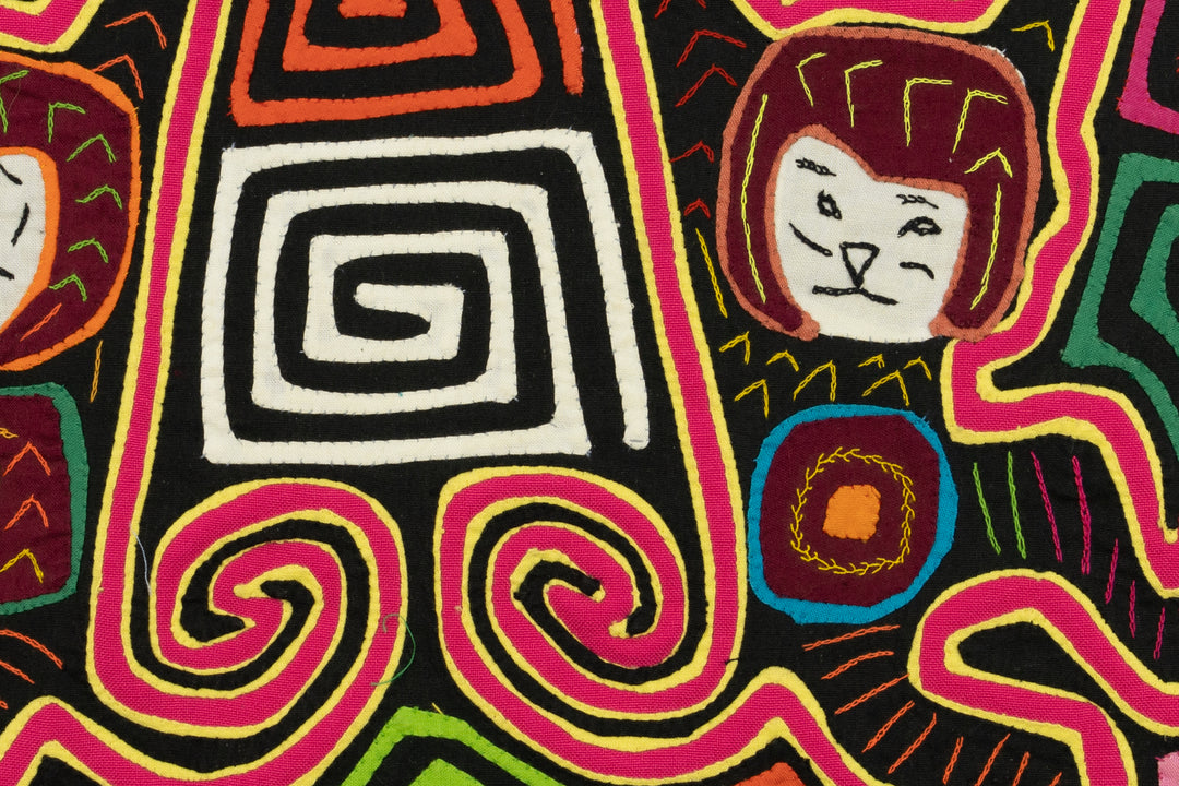 Space Cadet Monkey Mola, Wall Decor, Panama Mola, Latin American Art, Handmade Quilt, Wall Hanging, Mola Wall Art