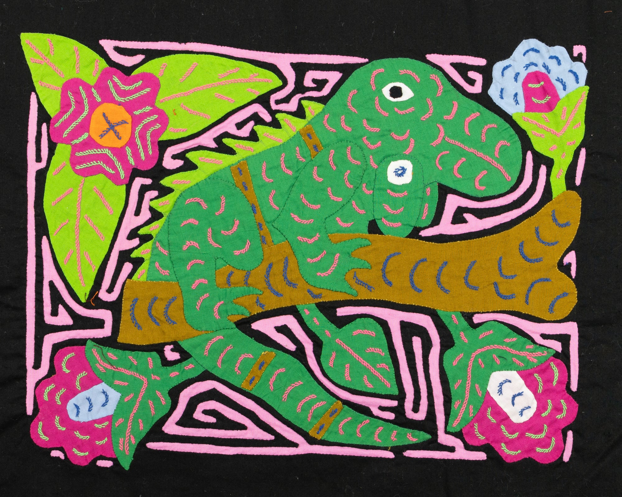 Pink and Green Iguana Parrot Mola