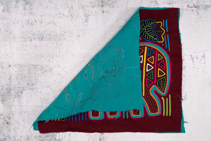 Maroon Rainforest Tropical Raindeer Two Mola