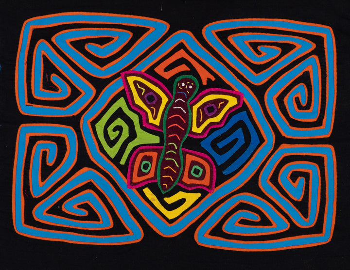 Orange Blue Butterfly Maze Mola