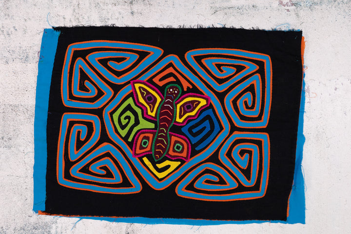 Orange Blue Butterfly Maze Mola