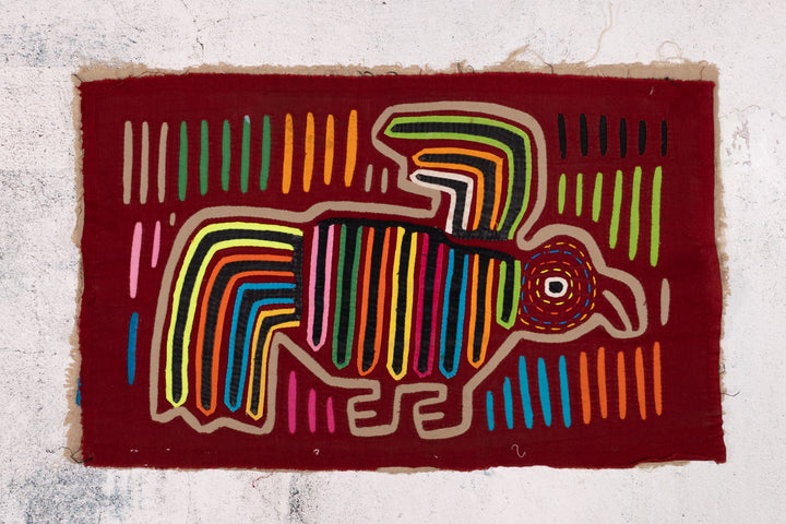 Maroon Rainbow Bird in Flight Mola