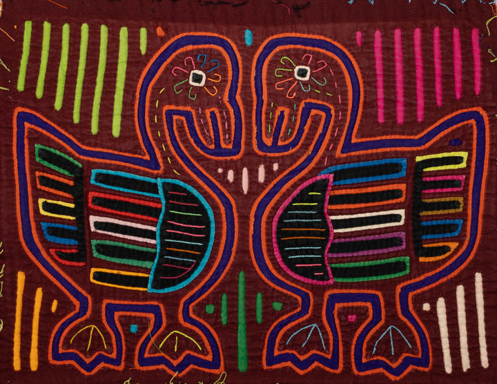 Maroon Blue Loose Goose Talk Mola