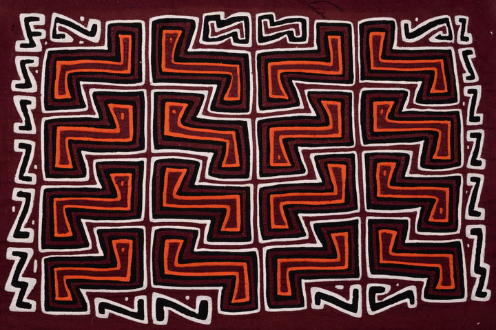 Angry Seas Maroon Black White Orange Mola