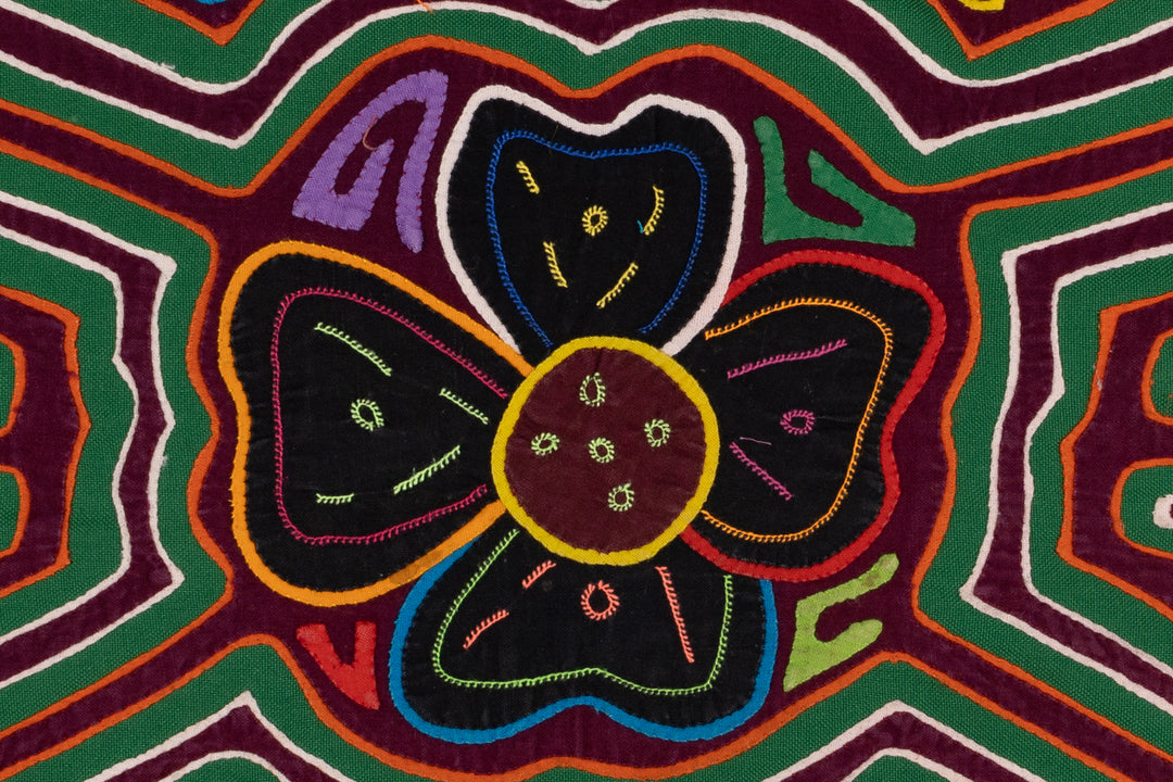 Maroon Tropical Rainforest Daisy Flower Mola