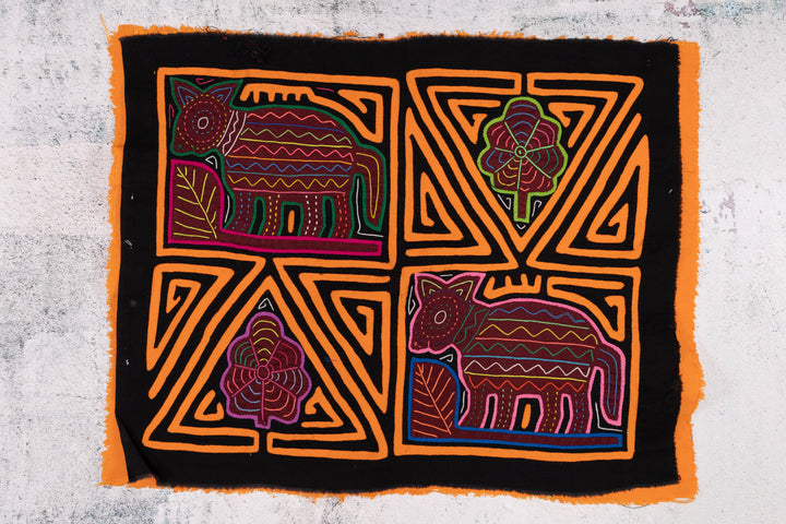Orange Black Puppy Dog Flower Mola