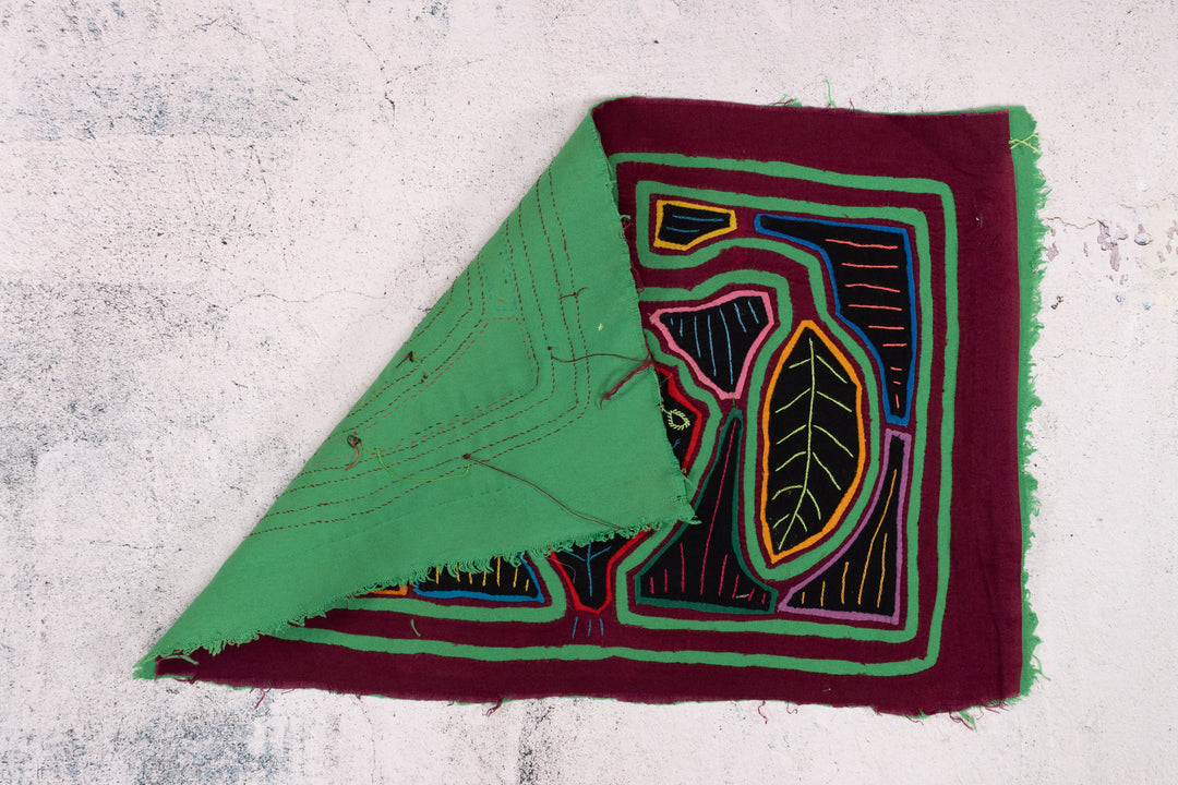 Burgundy Green Floral Flower Mola