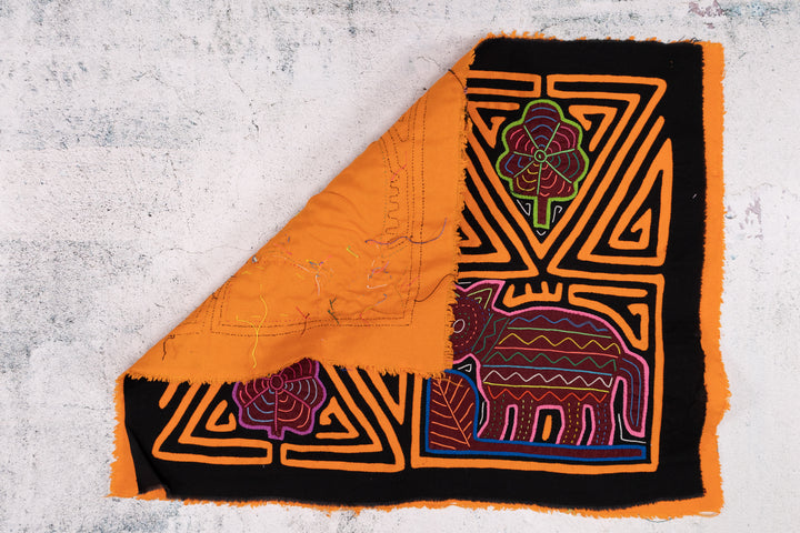 Orange Black Puppy Dog Flower Mola