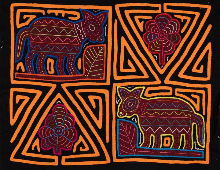 Orange Black Puppy Dog Flower Two Mola