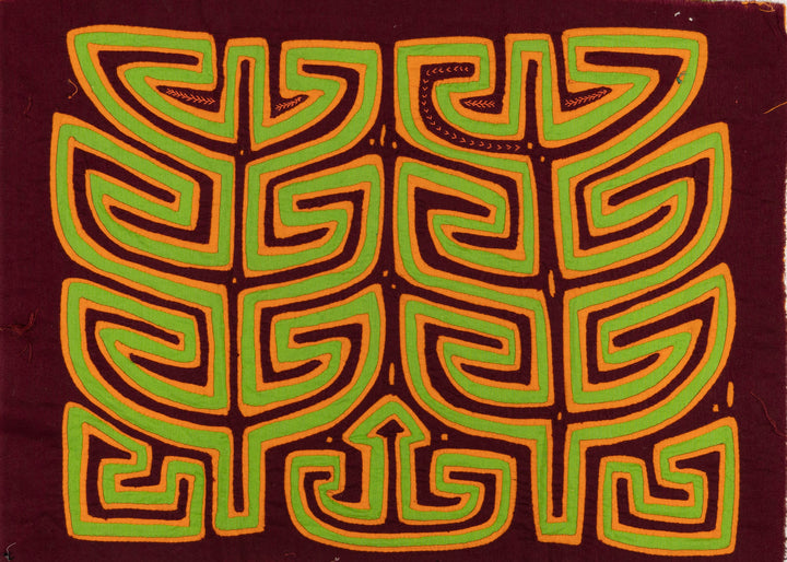 Burgundy Orange Green Cornstalk Mola