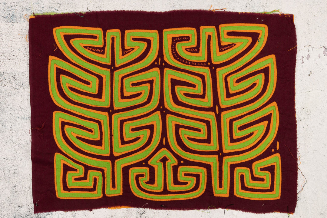 Burgundy Orange Green Cornstalk Mola