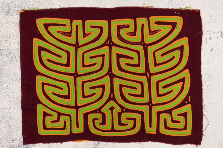 Burgundy Orange Green Cornstalk Mola