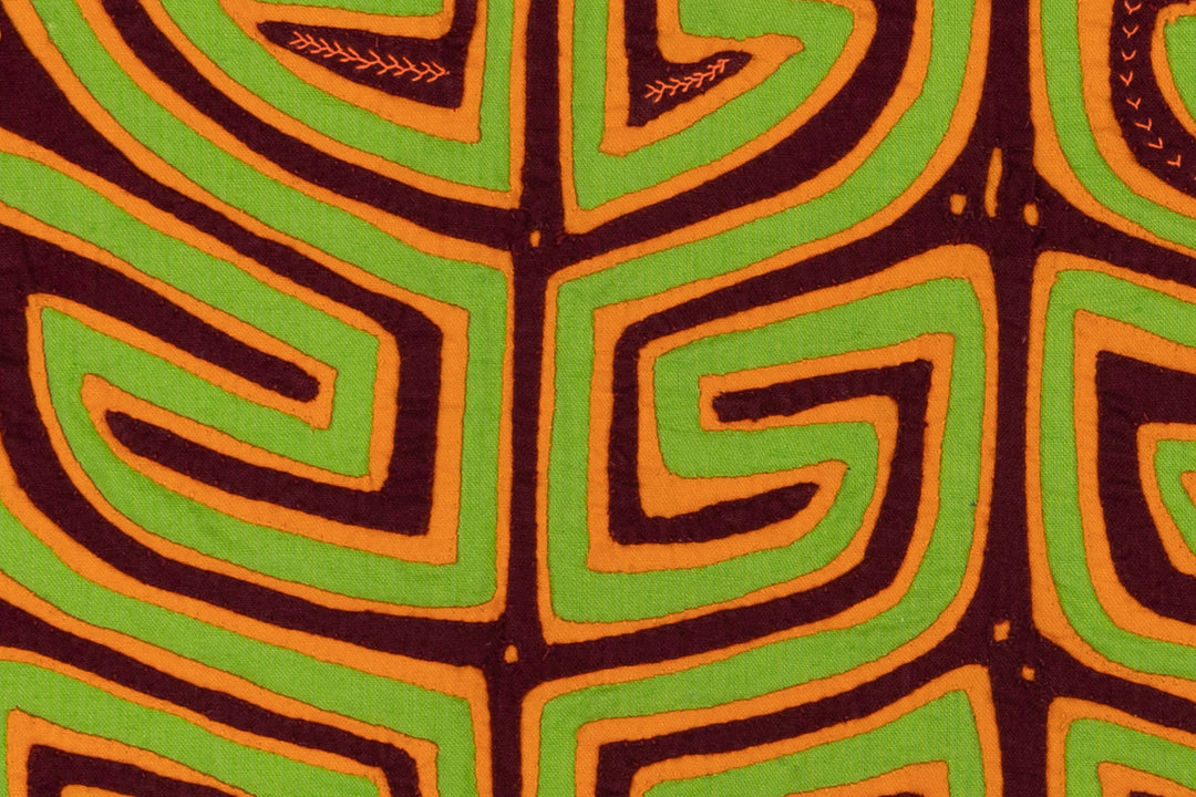 Burgundy Orange Green Cornstalk Mola