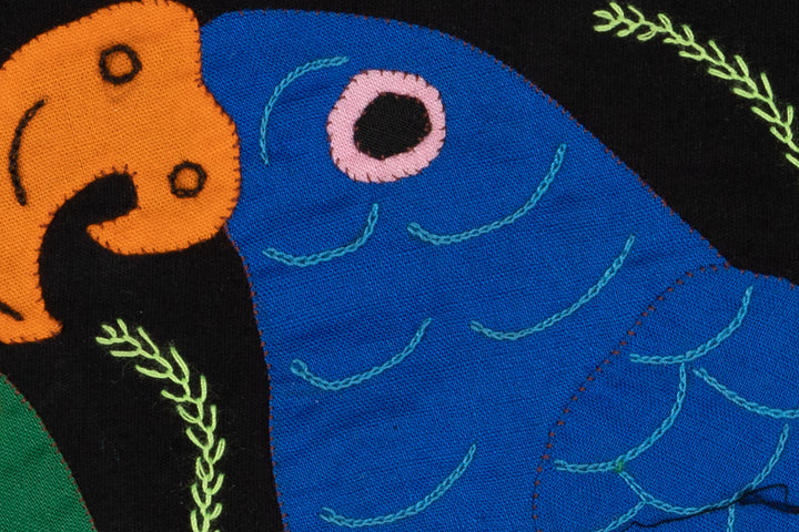 Blue Red And Orange Parrot with Flower Molita