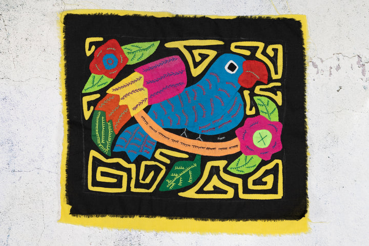 Blue Bird Black and Yellow Background Molita