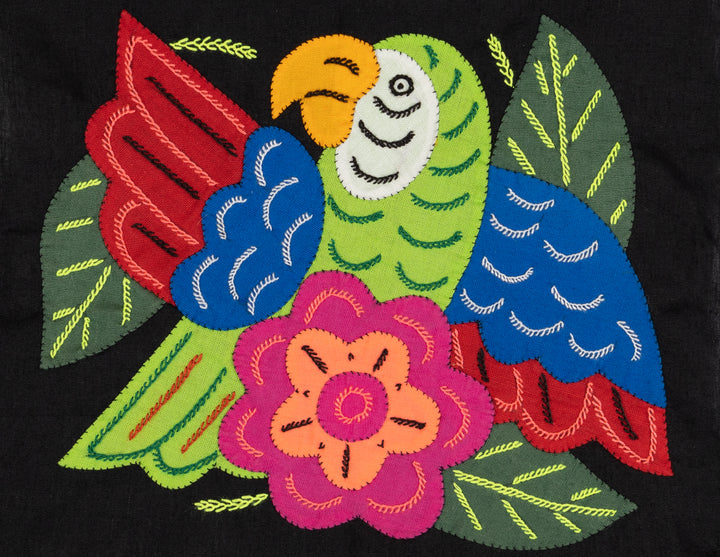 Green Blue And Red Parrot with Pink Flower Molita