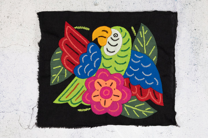 Green Blue And Red Parrot with Pink Flower Molita