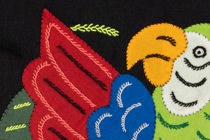 Green Blue And Red Parrot with Pink Flower Molita