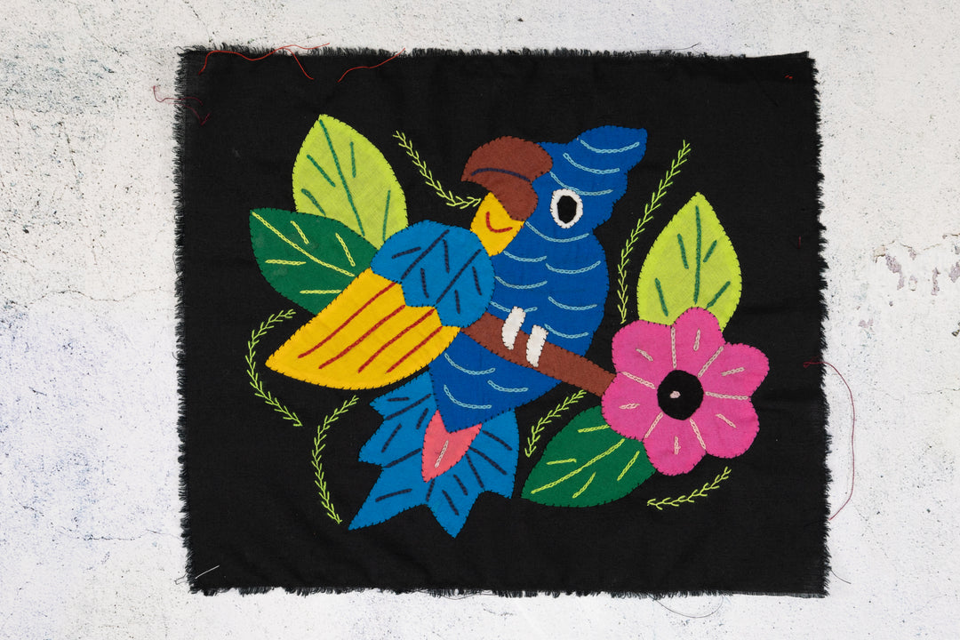 Blue Yellow and Red Parrot Bird with Flower Molita