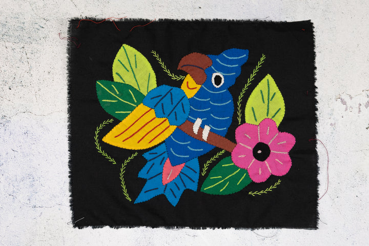 Blue Yellow and Red Parrot Bird with Flower Molita