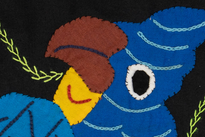 Blue Yellow and Red Parrot Bird with Flower Molita