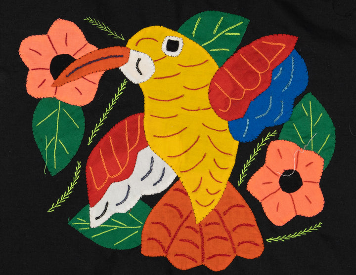 Yellow Blue And Red Hummingbird with Flower Molita